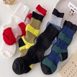 Minimalist Color Contrast Pleated Socks - 6 Pairs watereverysunday