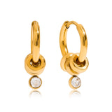 Minimalist 18K Gold White Zirconia Hoop Earrings