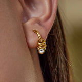 Minimalist 18K Gold White Zirconia Hoop Earrings