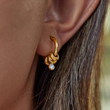 Minimalist 18K Gold White Zirconia Hoop Earrings