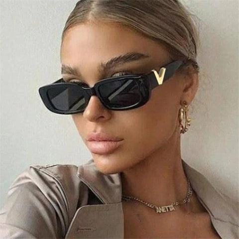 Mira V Embossed Rectangle Sunglasses watereverysunday