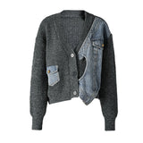 Molly Denim Patchwork Gray Cardigan