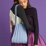 Mona Accordion Pleats Knit Shopper Bags watereverysunday