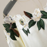 Moria Floral Embroidery Sheer Neck Blouse watereverysunday