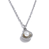Mother Of Pearl Golden Shell Pendant Necklace