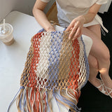 Multi-Color Striped Tassel Boho Net Bags - 2 Colors watereverysunday