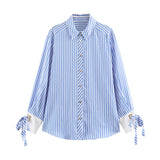 Nadia Striped Tie-Cuff Shirt