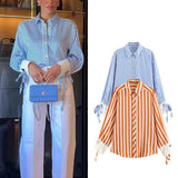 Nadia Striped Tie-Cuff Shirt