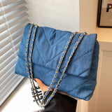 Natalia Chevron Quilted Denim Flap Bags - 3 Colors watereverysunday