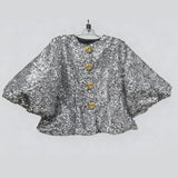 Natasha Sequin Puff-Sleeve Cropped Jacket