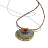 Natural Gray Agate Stone Oval Pendant Necklace