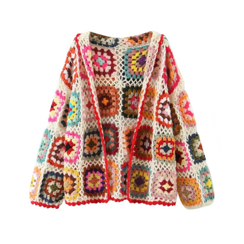 Nayla Bohemian Crochet Patchwork Hooded Cardigan – watereverysunday
