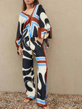 Art Prints Tunic Top / Wide Leg Pants