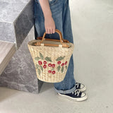 Eka Embroidery Straw Bucket Bags - 2 Styles