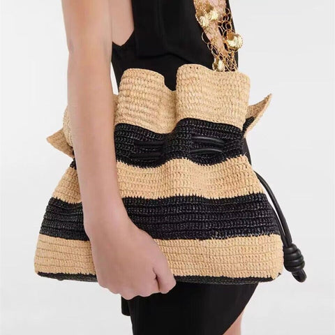 Niew Striped Straw Pouch Bags watereverysunday