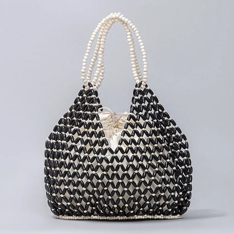 Nitah Wooden Bead Woven Bag