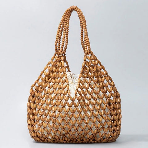 Nitah Wooden Bead Woven Bag
