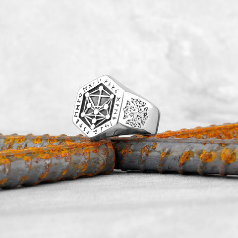 Hexagon Rune Nordic Pattern Hexagon Ring watereverysunday