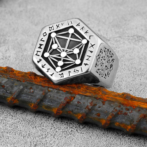 Hexagon Rune Nordic Pattern Hexagon Ring watereverysunday