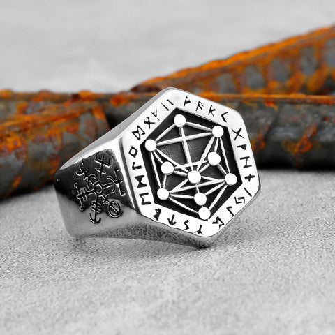 Hexagon Rune Nordic Pattern Hexagon Ring watereverysunday