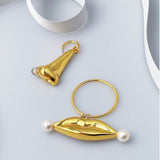 Nose & Lips Pearl and Gold Drop Earrings watereverysunday