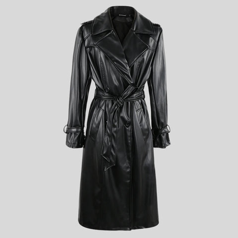 Nova Faux Leather Trench Coats
