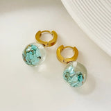 Nuria Ball & Turquoise Stone Hoop Earrings watereverysunday