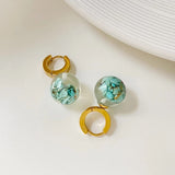 Nuria Ball & Turquoise Stone Hoop Earrings watereverysunday