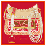 Luxe Saddle Prints Twill Silk Scarves, 90cm