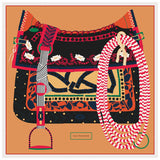 Luxe Saddle Prints Twill Silk Scarves, 90cm