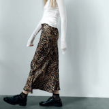 Jain Dark Leopard Print Satin Maxi Skirt