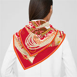 Luxe Saddle Prints Twill Silk Scarves, 90cm