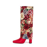 Ethiene Floral Upper Knee High Boots