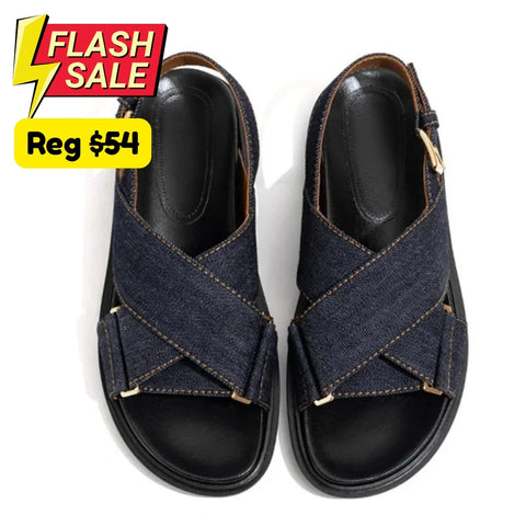 Olive Dark Denim Upper Sling Back Sandals - 39 (US 7.5) SALE