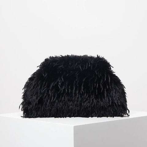 Olivia Fuzzy Oversized Clip Clutch