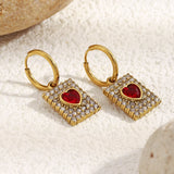 Omena Heart Crystal Padlock Hoop Earrings