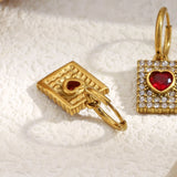 Omena Heart Crystal Padlock Hoop Earrings