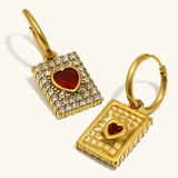 Omena Heart Crystal Padlock Hoop Earrings