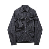 Ona Bow Knots Dark Plaid Shirts