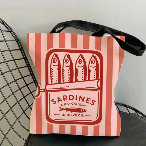 Riviera Sardine Tin Graphic Tote Bag