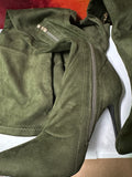 Over The Knee Suede Glove Boots - Olive 38 - SALE