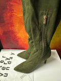 Over The Knee Suede Glove Boots - Olive 38 - SALE