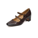 Paloma Double Strap Leather Mary Jane Pumps