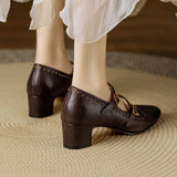 Paloma Double Strap Leather Mary Jane Pumps