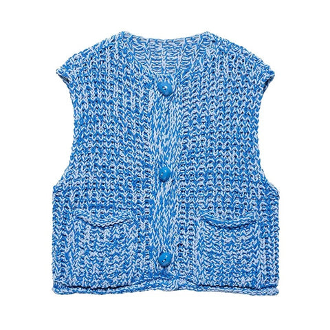 Pam Chunky Knit Blue Vest