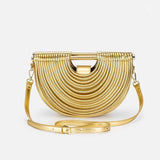 Pamela Metallic Gold Sculpted Crescent Shoulder Bag