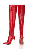 Patent Leather Over the Knee Boots - Red or Black watereverysunday