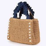 Patima Pearl Trim Straw Tote