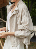 Pera Linen Cotton Summer Bomber Jackets - 3 Colors watereverysunday