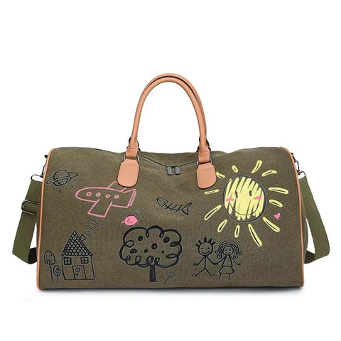Pillo Canvas Graphic Print Duffle Bag